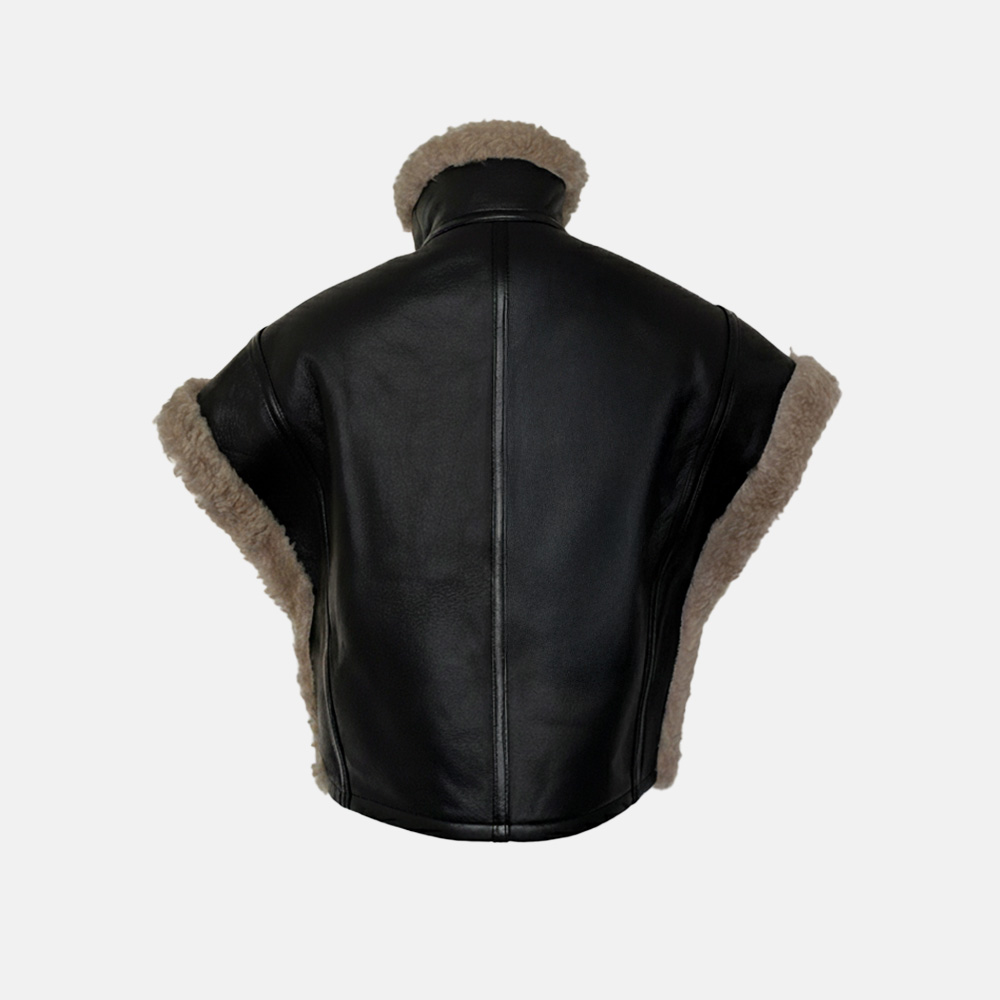 Super Flea Market+AllSaints+Black leather vest with fur collar+Brand archive 1